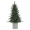 Haute Decor 4.5 Foot Barcelona Blue Spruce Potted Tree with Warm White LED Lights - Cement Gray Patterned Resin Pot